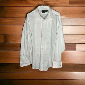 Lauren Ralph Lauren Pleated Front Cuff Links Black Label Non Iron Tuxedo Shirt